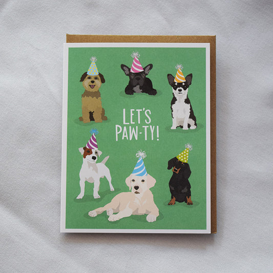 Let's Paw-ty Dogs Birthday Card