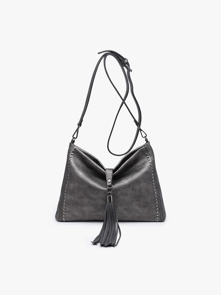 Gunmetal Marie Crossbody w/Grommet Details