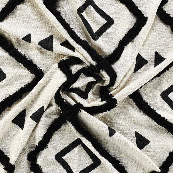 Modern Boho Tufted Double Diamond Cotton Throw Blanket