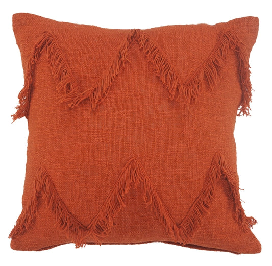 Cinnamon Chevron Shag Throw Pillow