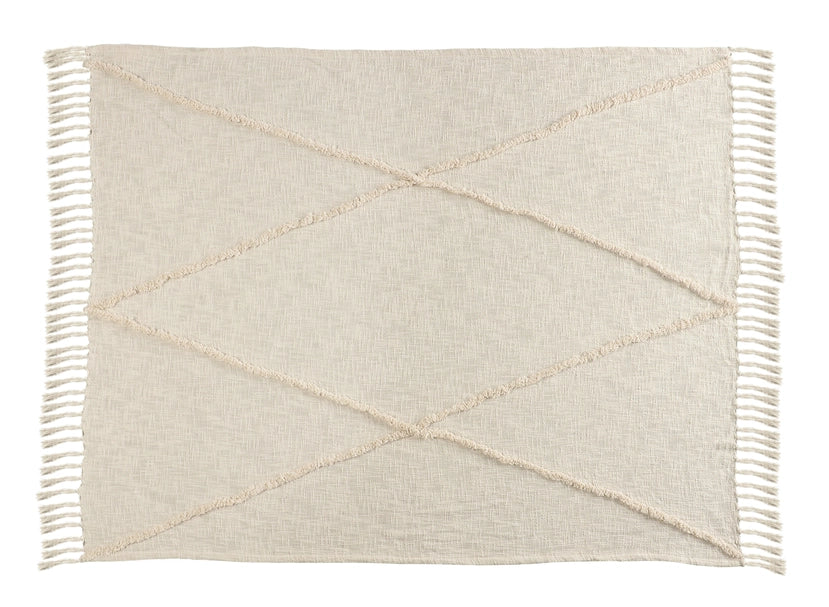 Bohemian Cream Diamond Tufted Cotton Throw