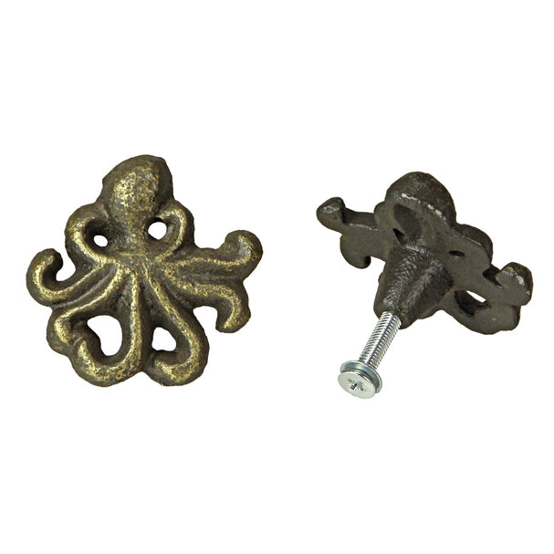Rustic Bronze Cast Iron Octopus Drawer Pull
