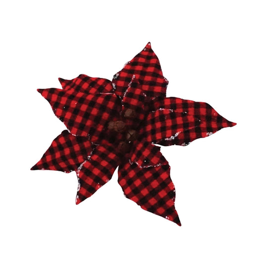 Red/Black Plaid Poinsettia Ornament