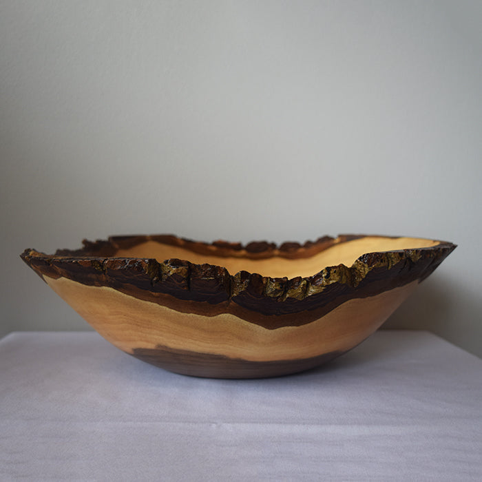 Hand-Carved English Walnut Wooden Bowl