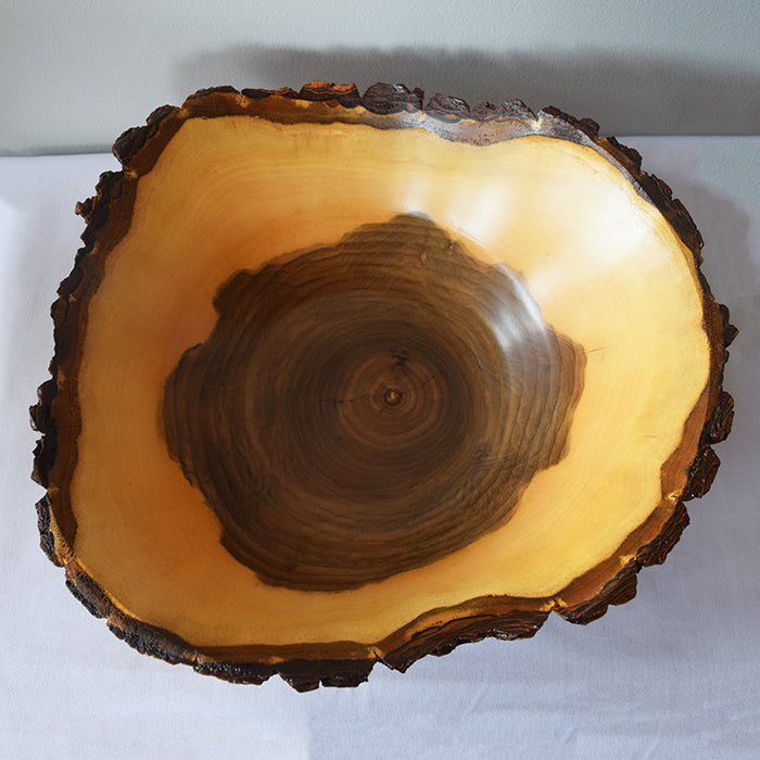 Hand-Carved English Walnut Wooden Bowl