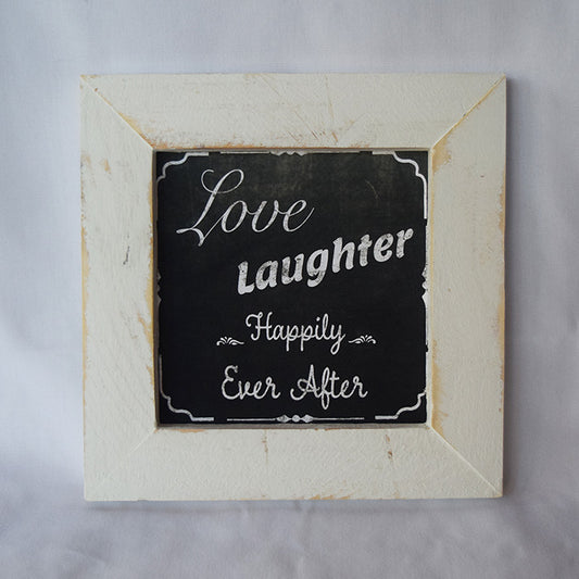 Small Chalk Love & Laughter Rustic Framed Art