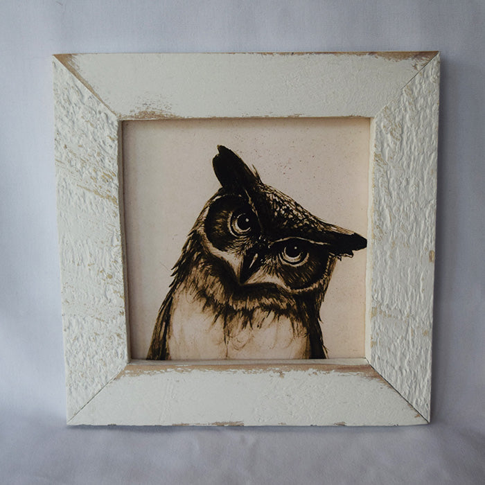 Small Owl Rustic Framed Art